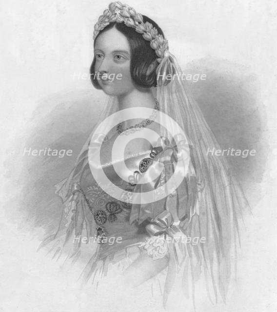 'The Queen in her Bridal Dress', 1840. Creator: William Henry Mote.