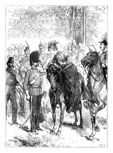 The Queen distributing the Victoria Crosses in Hyde Park, London, c1850s, (c1888). Artist: Unknown