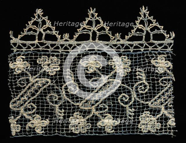 Fragment of a Border with Vines and Floral Motifs, 1600s. Creator: Unknown.
