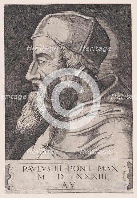 Pope Paul III in a Skullcap, ca. 1514-36. Creator: Agostino Veneziano.