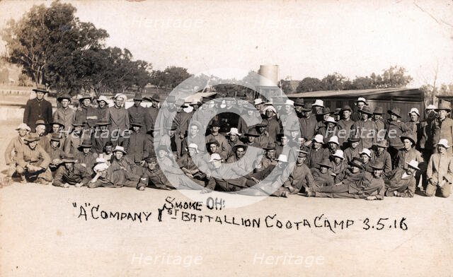'A' Company 1st Battalion Coota Camp Postcard, Cootamundra, 3 May 1916. Creator: Unknown.
