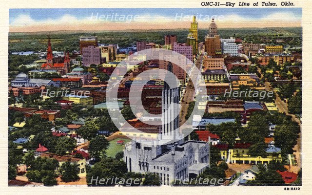 Skyline of Tulsa, Oklahoma, USA, 1948. Artist: Unknown