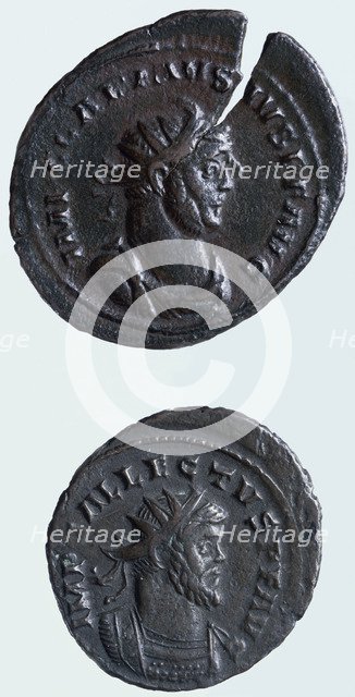 Bronze antoninianus coins, Roman, c293-c296 AD. Artist: Unknown