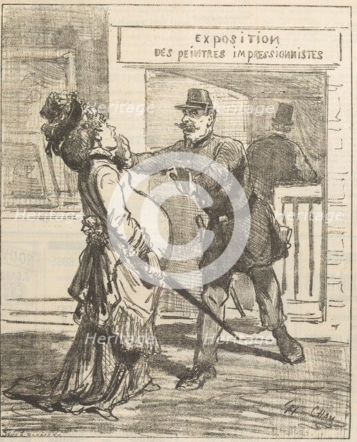 Madame, it is not advisable to enter!. Le Charivari, April 16, 1877, 1877. Creator: Cham (Amédée Charles de Noé) (1819-1879).