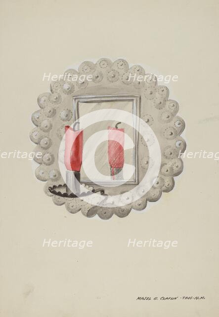 Tin-Mirror Candle Sconce, c. 1937. Creator: Majel G. Claflin.