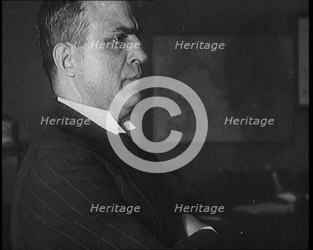 Frank Valentino Doing an Impression of Benito Mussolini (Il Duce), 1929. Creator: British Pathe Ltd.