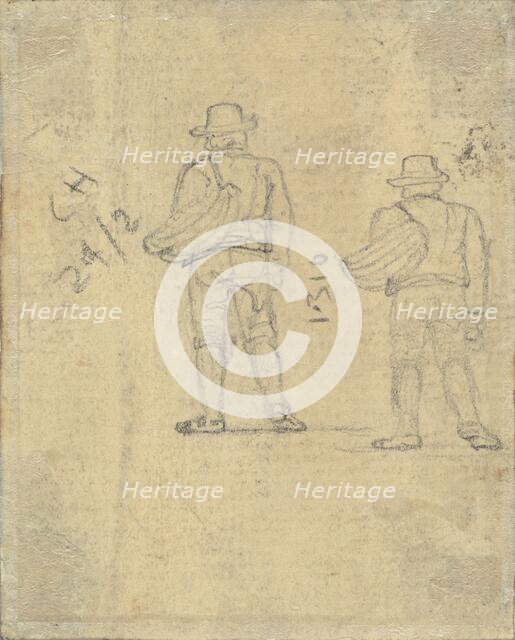 Two Studies of a Figure Holding a Basket [verso]. Creator: John Varley I.