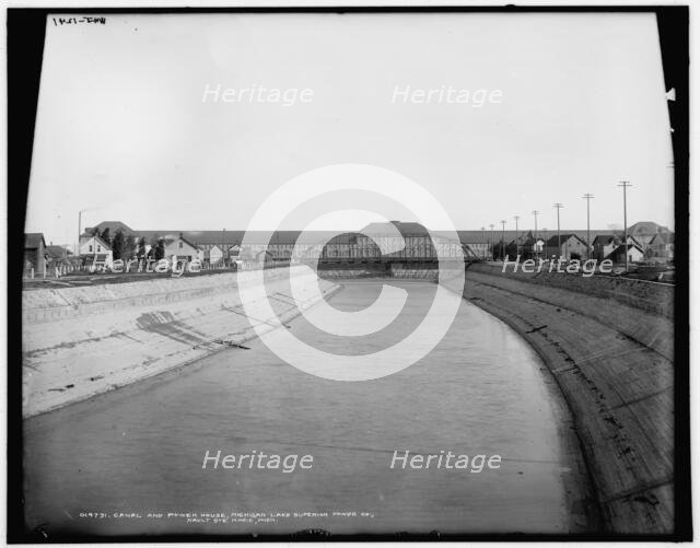 Canal and power house, Michigan Lake Superior Power Co., Sault Ste. Marie, Mich., (1902?). Creator: William H. Jackson.