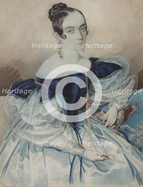 Portrait of a Lady with a Lorgnette, 1830s. Creator: Hampeln, Carl, von (1794-after 1880).