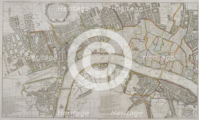 Map of Westminster, the City of London, Southwark and surrounding areas, 1739. Artist: Sutton Nicholls