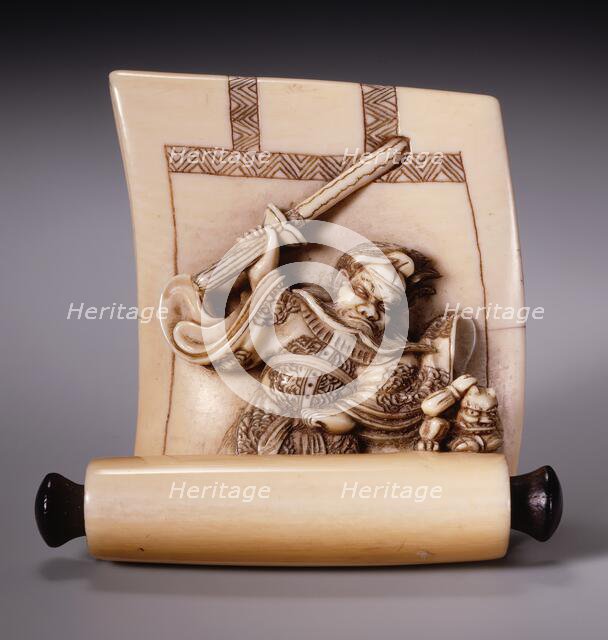 Painted Scroll Coming to Life: Shoki Attacking Demon, Mid-19th century. Creator: Shuosai Hidemasa II.