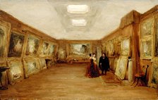 Interior of Turner's Gallery: the Artist showing his Works, post 1851. Artist: George Jones.