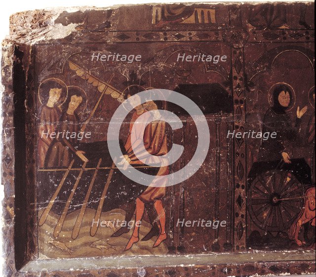 Altarpiece of San Jaime de Frontanyà with miraculous scenes of the pilgrimage to Santiago de Comp…