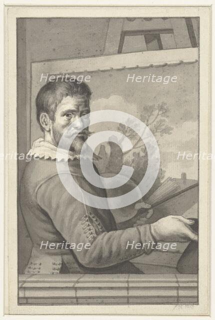 Portrait of an unknown painter at his easel, 1700-1800. Creator: Anon.