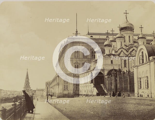 [View of Part of the Grand Palais and the Cathedral of the Annunciation at the Kremlin], 1860s. Creator: Unknown.
