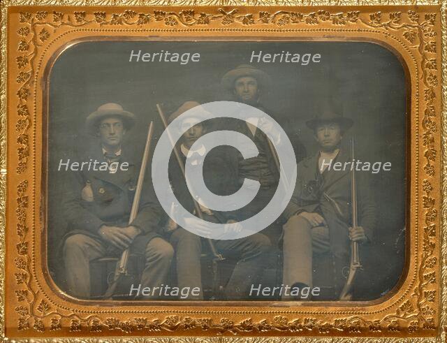 Portrait of four men with rifles, 1850s. Creator: Unknown.