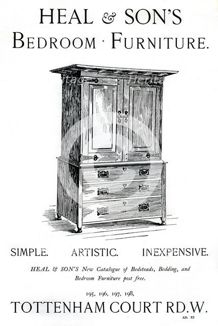 An advertisement for Heal and Son's bedroom furniture, 1898. Artist: Unknown