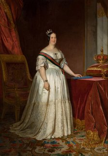 Portrait of Queen Maria II of Portugal (1819-1853), 1846. Creator: Krumholz, Ferdinand (1810-1878).