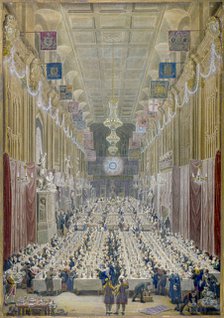 View of the Lord Mayor's Dinner at the Guildhall, City of London, 1828. Artist: George Scharf