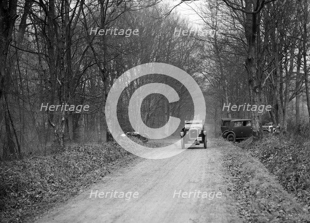 Austin 7 GE Cup model competing in the Sunbeam Motor Car Club Bognor Trial, 1929. Artist: Bill Brunell.