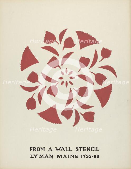 Design from Lyman, Maine 1755-1780: From Proposed Portfolio "Maine Wall Stencils", 1935/1942. Creator: Mildred E Bent.