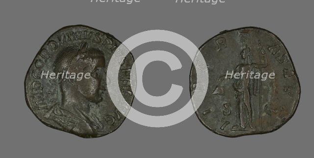 Sestertius (Coin) Portraying Emperor Gordianus, 238-244. Creator: Unknown.