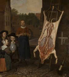 Slaughtered pig, 1670. Artist: Ten Oever, Oever (1639-1716)