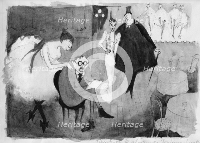 'Illustration to a lecture on Toulouse-Lautrec', c1950.  Creator: Shirley Markham.