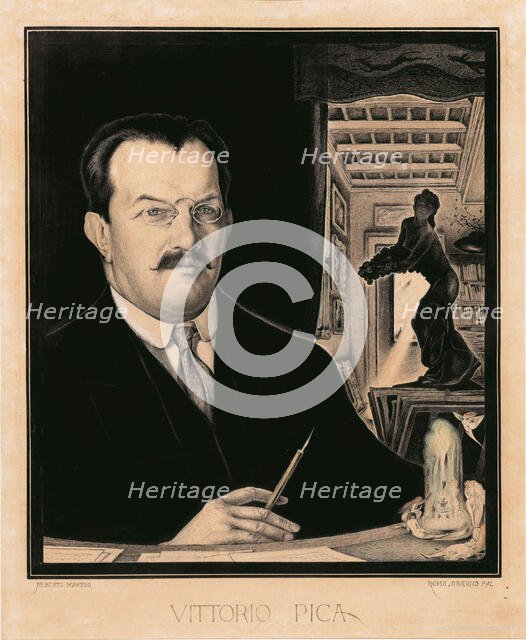 Portrait of Vittorio Pica, 1912. Creator: Martini, Alberto (1876-1954).