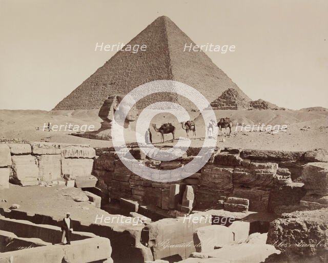 Pyramid of Cheops, the Sphinx and the Catacombs at Giza, 19th century. Creator: Zangaki.