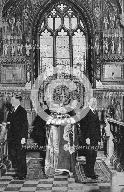 King George V lying in state, Church of St Mary Magdalene, Sandringham, Norfolk, January 1936. Artist: Unknown