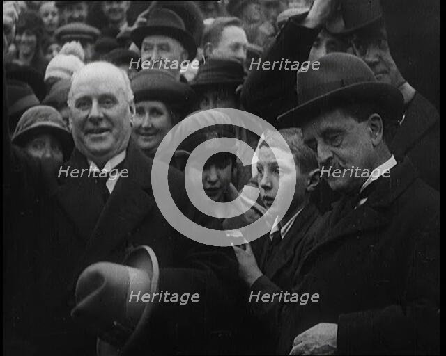 Sir James Barrie Standing With a Crowd of People, 1921. Creator: British Pathe Ltd.