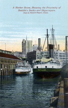 Scene in Seattle harbour, Washington, USA, 1911. Artist: Unknown