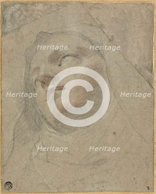Head of a Dominican Nun: Study for the Ecstasy of Saint Dominic, 1673/75. Creator: Domenico Maria Canuti.