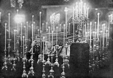 The coffins of Archduke Franz Ferdinand and Archduchess Sophie lying in state, 1914. Artist: Unknown