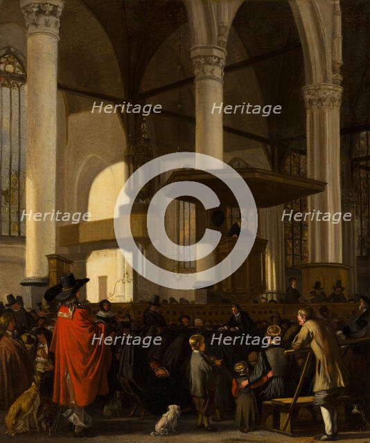 The Oude Kerk in Amsterdam during a Service. Creator: Emanuel de Witte.