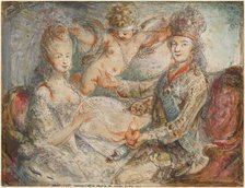 Louis XVI and Marie-Antoinette Crowned by Love, 1775. Creator: Gabriel de Saint-Aubin.