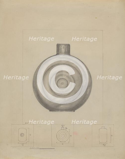 Pewter Dram Bottle, c. 1936. Creator: Henry Meyers.