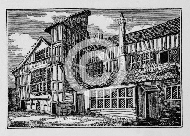 Whittington's House in Swithin's Passage, Moor Lane, City of London, 1823 (1906). Artist: Unknown.