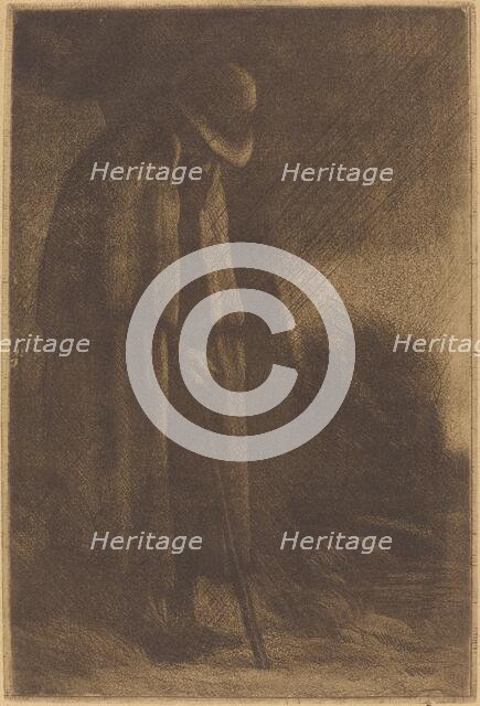 Traveler taking Shelter (Le voyageur a l'abri). Creator: Alphonse Legros.