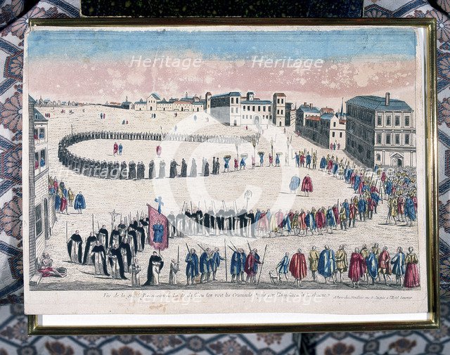 Grand procession of criminals sentenced by the Inquisition of Lisbon, 18th century. Artist: Anon