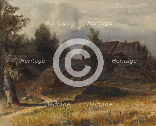 Gray log building in the landscape. Creator: Johan Knutson.