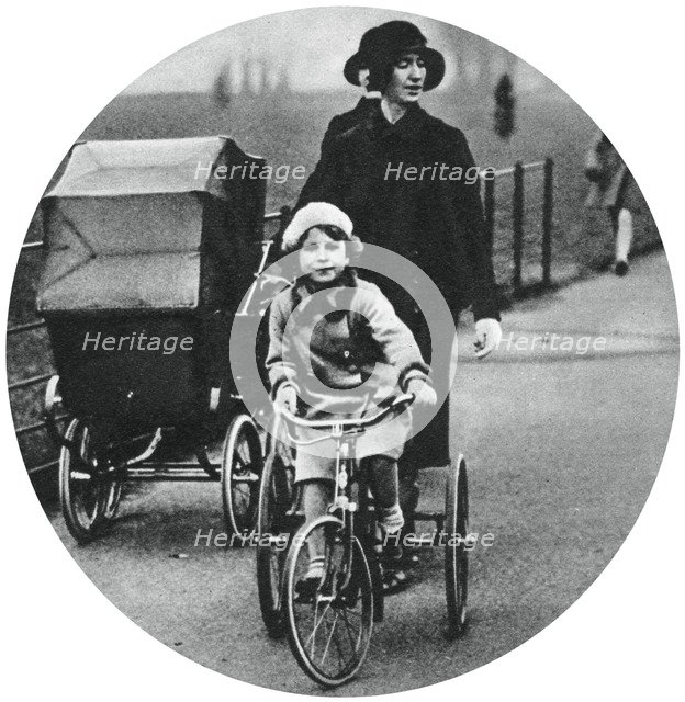 Princess Elizabeth riding a tricycle, March 1932, (1937). Artist: Unknown
