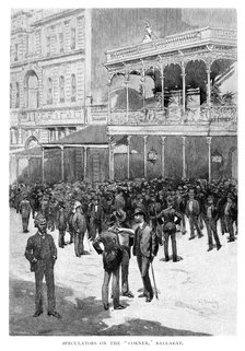 Speculators On The 'Corner', Ballarat, Australia, 1886. Artist: William Thomas Smedley
