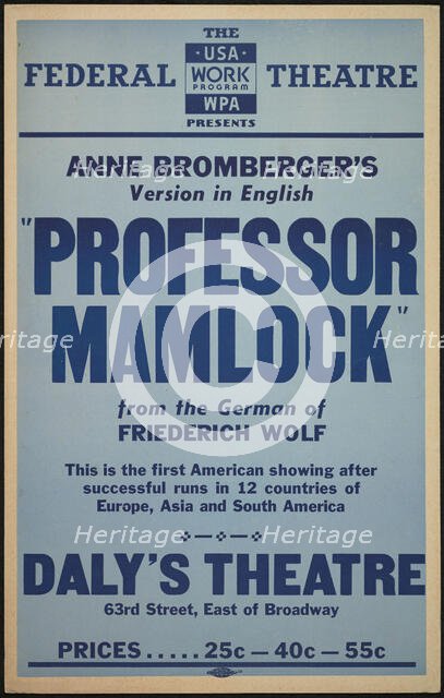 Professor Mamlock, New York, 1937. Creator: Unknown.