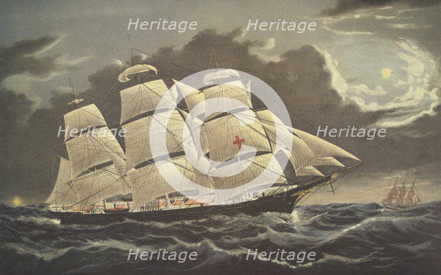 Clipper Ship Dreadnought- off Tuskar Light, pub. 1856, Currier & Ives (Colour Lithograph)