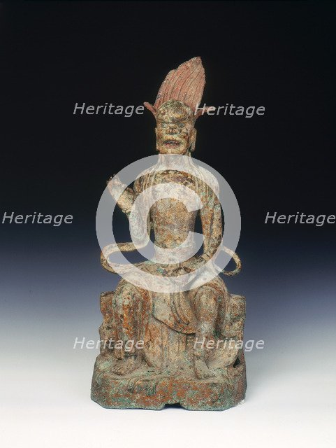 Dated gilt bronze door guardian figure, Wanli period, Ming dynasty, 1614. Artist: Unknown