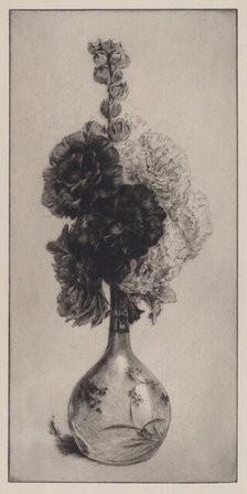 Hollyhocks in a Long-Necked Vase, 1891. Creator: James David Smillie.