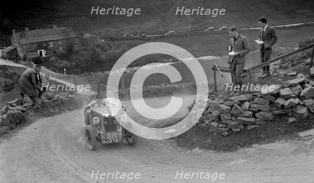 MG M type competing in the MCC Edinburgh Trial, 1930. Artist: Bill Brunell.