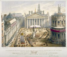 Opening of the Royal Exchange, City of London, 1844.                         Artist: Newcombe